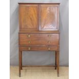 19thC mahogany secretaire with cupboard to top,