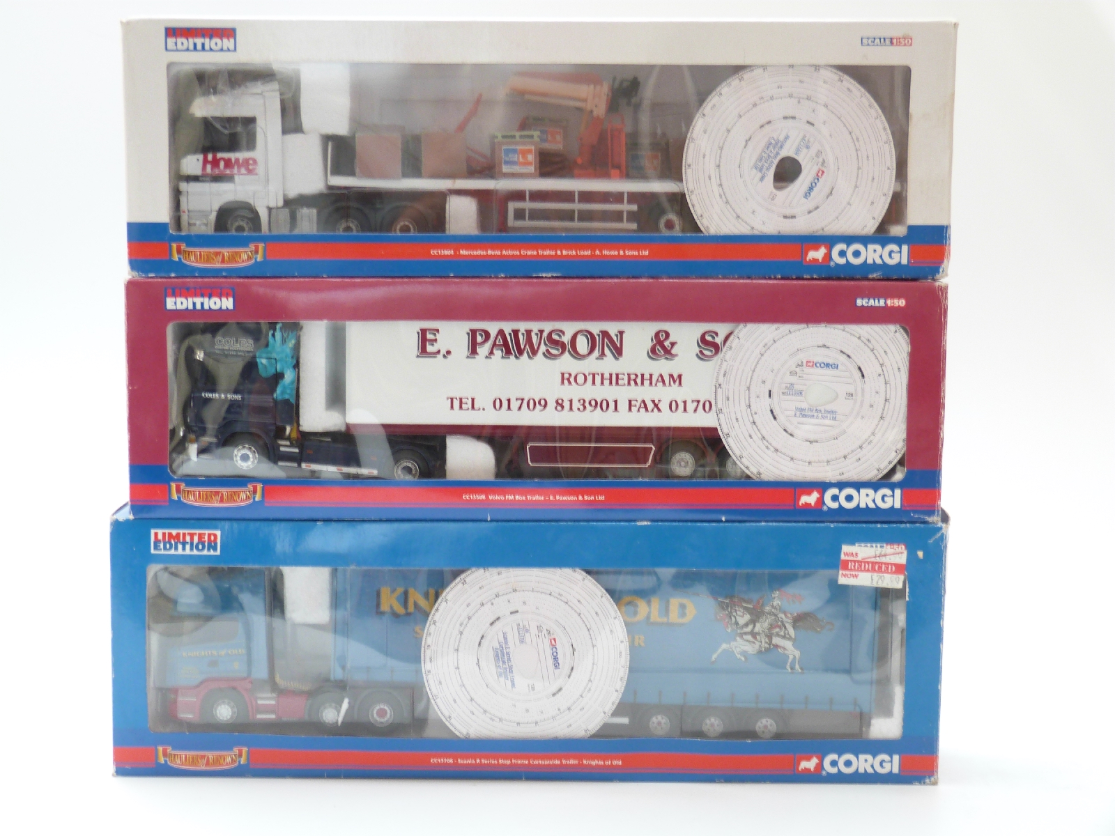 Three Corgi Hauliers of Renown limited edition diecast model lorries comprising Knights of Old