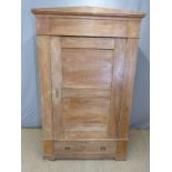Pine single door wardrobe with drawer below,