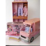 Barbie camper van and display case with a Twelve Dancing Princesses box