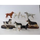 Ten Beswick dog figures including, Jack Russell, spaniels,