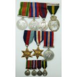 WWII two British Army medal groups the first comprising Defence Medal, War Medal,