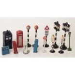 Fifteen Dinky Toys diecast model road signs,