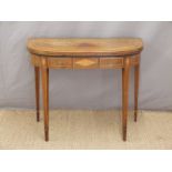 19thC inlaid mahogany card or side table,