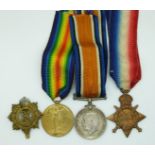 British Army WWI medal trio named to 11443 Pte J F Holland Royal Welch Fusiliers comprising 1914