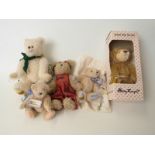 Five various Teddy bears including Muffy Vanderbear, Libearty, Merrythought etc,