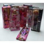 Nine Barbie dolls including Jam n Glam, Black Label Barbie Basics etc,