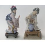 Two Lladro figures of Japanese women