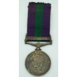 General Service Medal with Palestine 1945/48 clasp named to 14687916 Gunner F.J.
