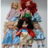 Disney Sleeping Beauty bisque doll and nine other larger Disney character dolls