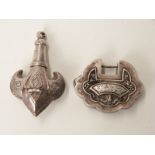 Chinese 18th/19thC white metal Ruyi lock and a white metal Eastern pendant