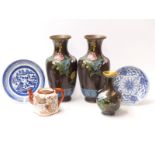 Three Chinese cloisonné vases,