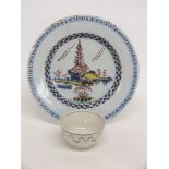 An 18thC tin glaze possibly Delft or Bristol plate, 22.