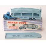 Dinky Toys diecast model Pullmore Car Transporter with mid blue cab and hubs,