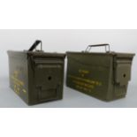 Two military ammunition boxes