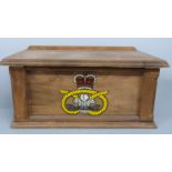 A military pine desk or lectern with Staffordshire Regiment decals