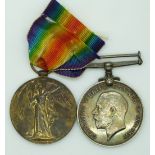 WWI medal pair comprising 1914-18 War Medal and Victory Medal awarded to 221861 CPL. W. J.