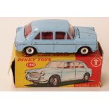 Dinky Toys diecast model Morris 1100 with powder blue body, red interior and spun hubs 140,