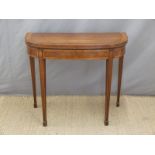 19thC fold over Inlaid mahogany side table,