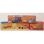 Five Matchbox, Superfast and Streakers diecast model cars 7, 21, 24, 24 and 51,