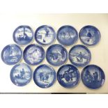 Twelve Royal Copenhagen Christmas plates,