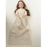 Armand Marseille bisque headed doll with open mouth, weighted blue eyes,