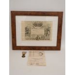 A framed certificate with medal relating to the French Army for the Battle of the Marne (September