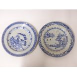 Two 19thC Chinese blue and white export plates