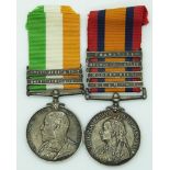 A medal pair comprising a Queen's South Africa Medal with four clasps Transvaal, Orange Free State,