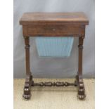 19thC flame mahogany work or sewing table,