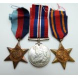 WWII medals awarded to 90420 G R Howells, Ashfield House, Swansea, comprising 1939-45 Star,