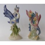 Two Jema of Holland retro lustre bird figures