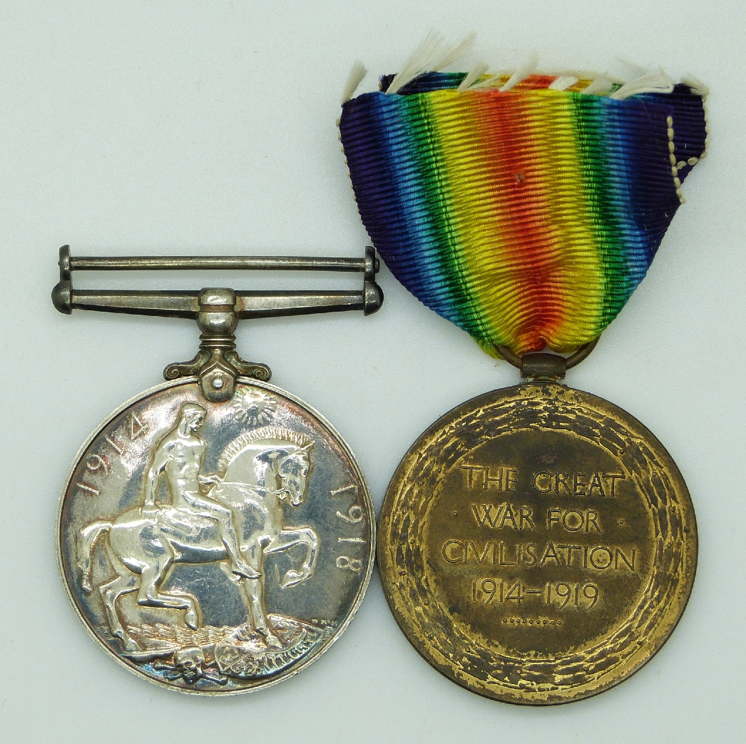 WWI medal pair comprising 1914-18 Medal and Victory Medal named to 34762 Pte 1 C.T. - Image 2 of 3