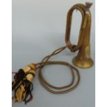 British Army bugle with Argyll and Sutherland Highlanders crest together with a hunting horn