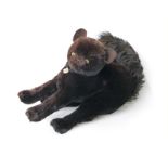 Jungle Toys cat Teddy bear with black mohair body and long black tail,