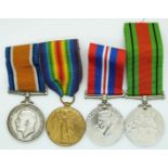 British Army WWI medal pair comprising War Medal and Victory Medal named to 1782 Pte F G Davis