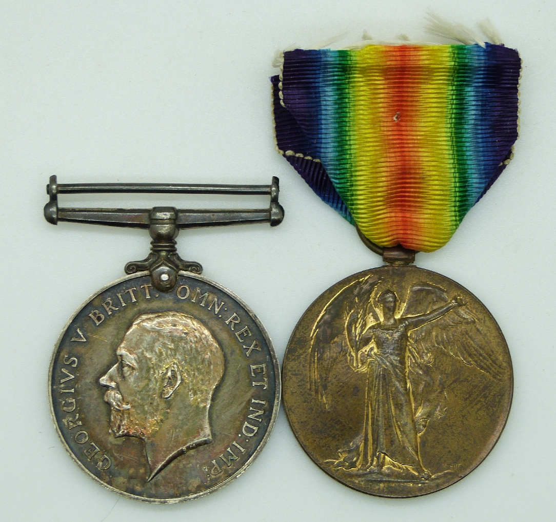 WWI medal pair comprising 1914-18 Medal and Victory Medal named to 34762 Pte 1 C.T.