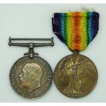 WWI medal pair comprising 1914-18 Medal and Victory Medal named to 34762 Pte 1 C.T.