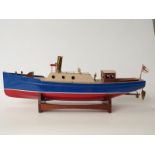 Live steam scratch built model pinnace or launch with single cylinder oscillating steam plant,