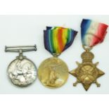 WWI medal trio comprising 1914-15 star, 1914-18 medal and Victory Medal named to 98560 Cpl. A.
