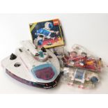 Four Lego models, one in original box together with a similar Bluebird spaceship.