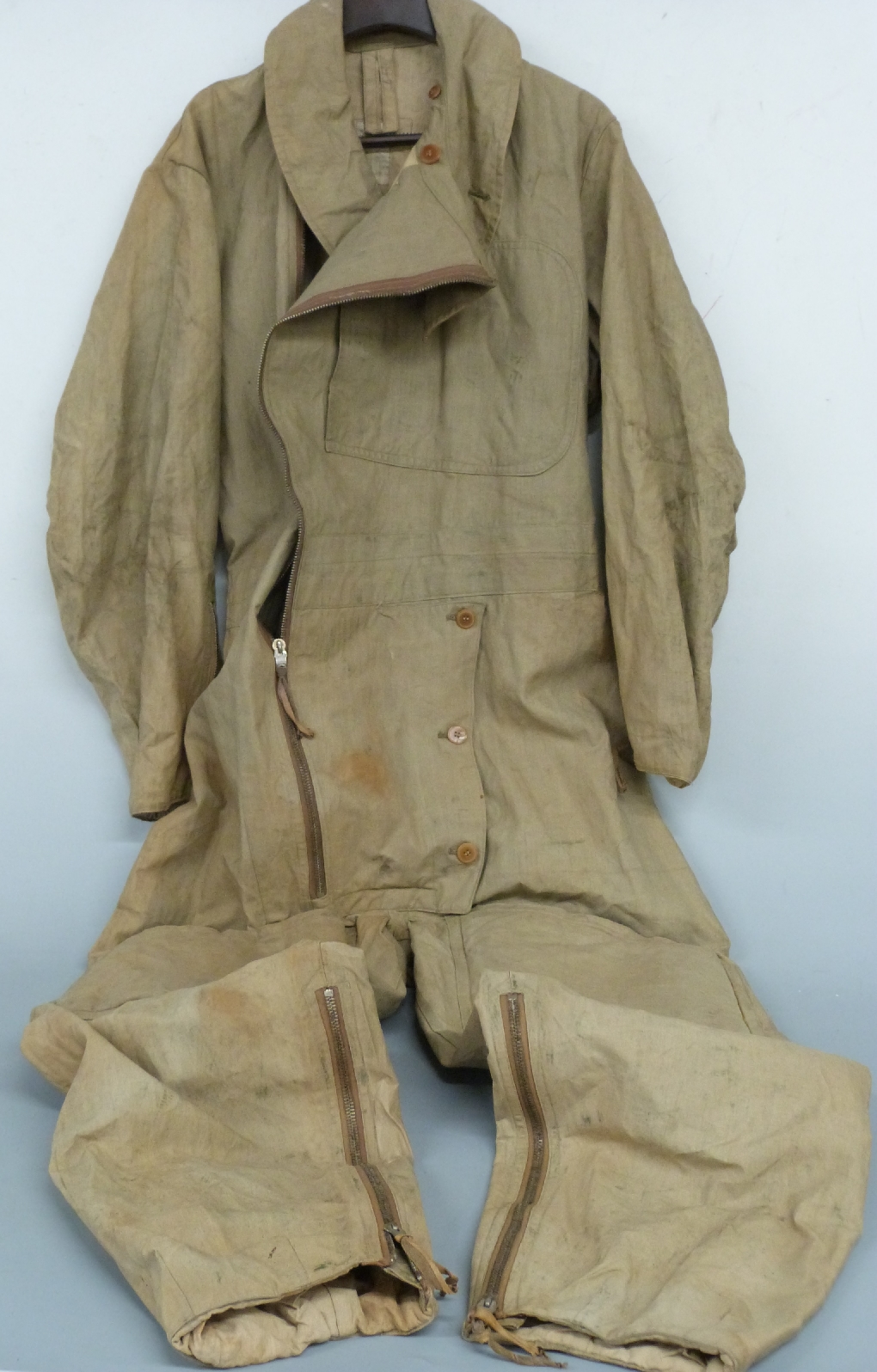 WWII Sidcot flying suit marked 'GB 3641 outer', dated 1940, size No 6,