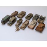 Twelve Corgi and similar diecast model military vehicles including tanks,