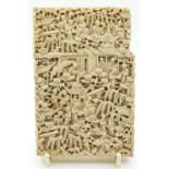 A 19thC Chinese Canton carved ivory card case, 7.5 x 11.