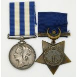 Egypt and Khedives star medal pair awarded to W Hatchard Caulker, HMS Jumna,