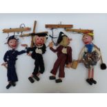 Twelve Pelham Puppets including Witch, Headmaster x2, Policeman, Pinky & Perky etc,
