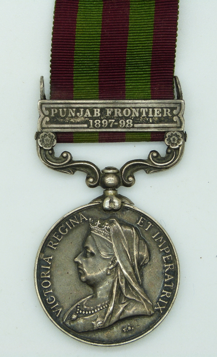 India Medal 1895 with Punjab Frontier 1897-98 clasp awarded to 5049 Pte. J.