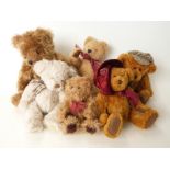 Six various Teddy bears including Russ Gregory etc,