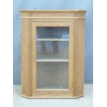 Small oak glazed corner cupboard,