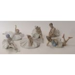 Five Lladro / Nao ballerina figures and one other